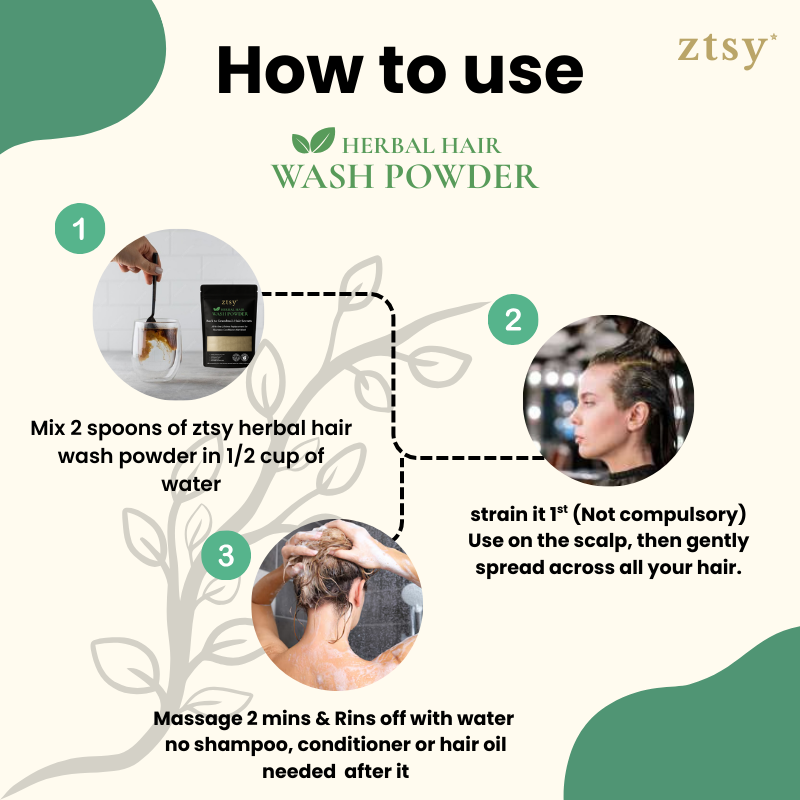 All-in-1 Herbal Hair Wash Powder Lifetime replacement of (Shampoo, Conditioner, Oil, Hair Serums & Hair Mask)