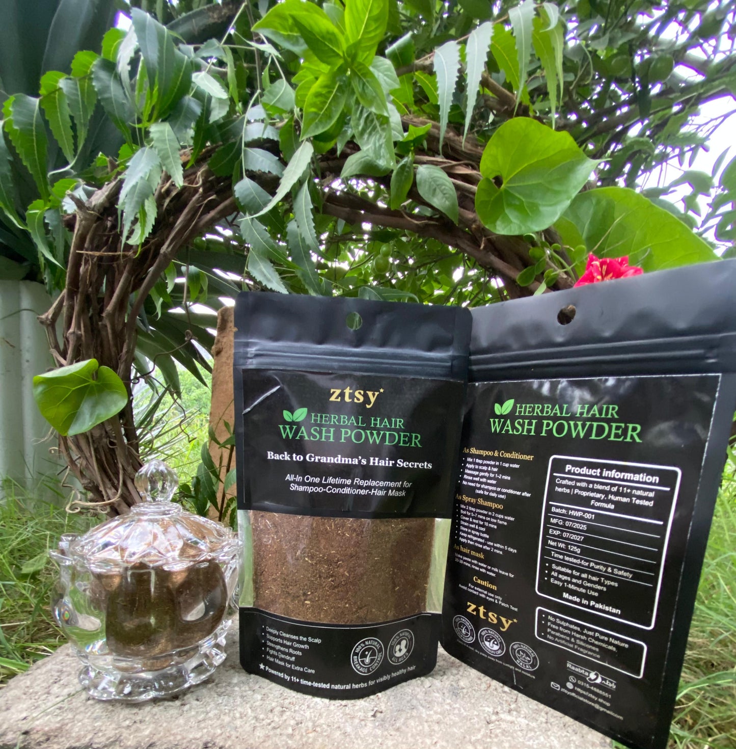 ztsy™ Herbal Hair Wash Powder–3-in-1 Natural Shampoo, Conditioner & Hair Mask