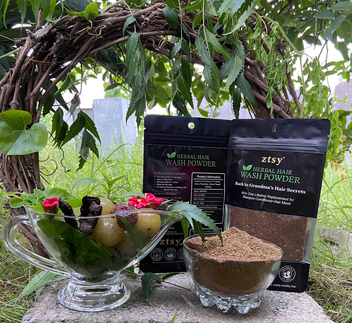 ztsy™ Herbal Hair Wash Powder–3-in-1 Natural Shampoo, Conditioner & Hair Mask