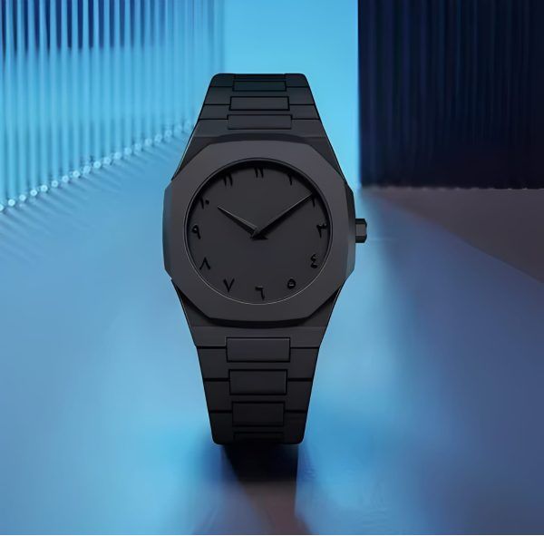 Arabic Aura Watch – Black | Waterproof, Scratch-Proof, Premium Gift Box Included