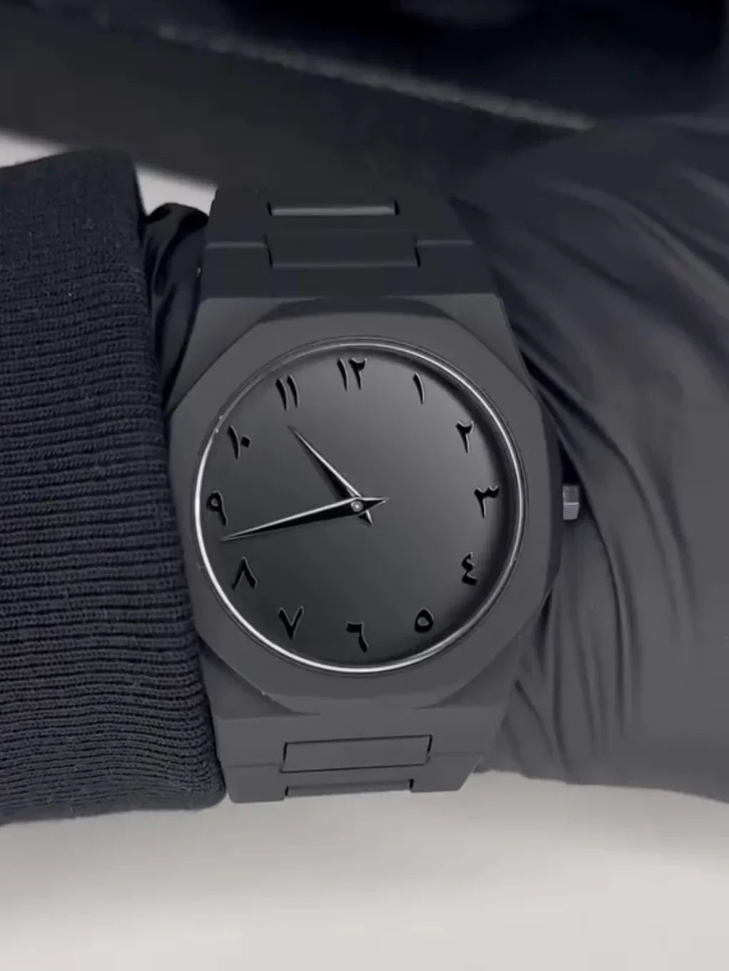 Arabic Aura Watch – Black | Waterproof, Scratch-Proof, Premium Gift Box Included
