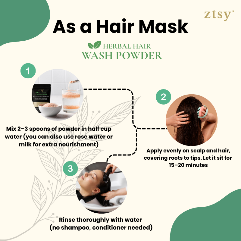 All-in-1 Herbal Hair Wash Powder Lifetime replacement of (Shampoo, Conditioner, Oil, Hair Serums & Hair Mask)