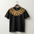 Gold Calligraphy Neckline Black Tee