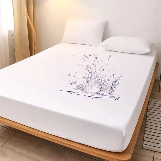Jointless Recommended Premium & Export Quality polyester 100% Waterproof Fitted Style Mattress Protector- White Color